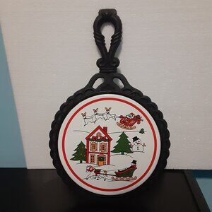 Christmas Cast Iron Trivet (Ceramic Tile)